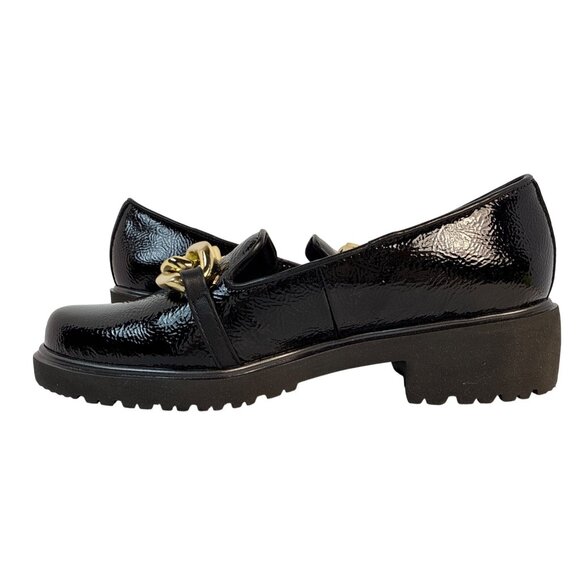 Munro Women's Viv Black Patent Leather Gold Accent Platform Loafer Size 5 M - Picture 3 of 11
